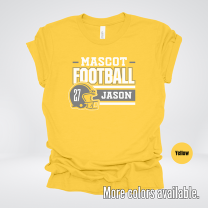 Custom Mascot, Number, & Name – Gray - Football Design 17 T-Shirt
