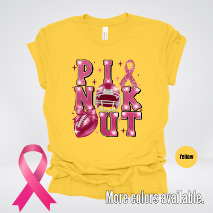 Pink Out Football Coquette Glitter Helmet T-Shirt