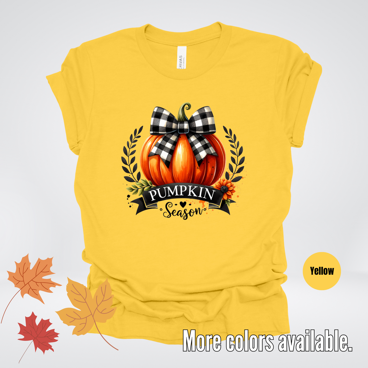 Pumpkin Season Black And While Flannel Coquette Bow T-Shirt