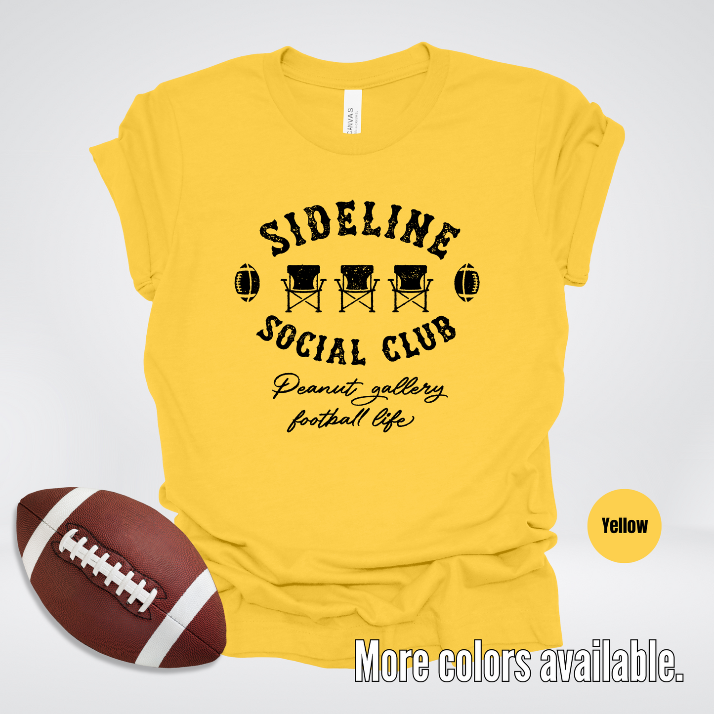 Sideline Social Club Peanut Gallery Football Life Black Design T-Shirt