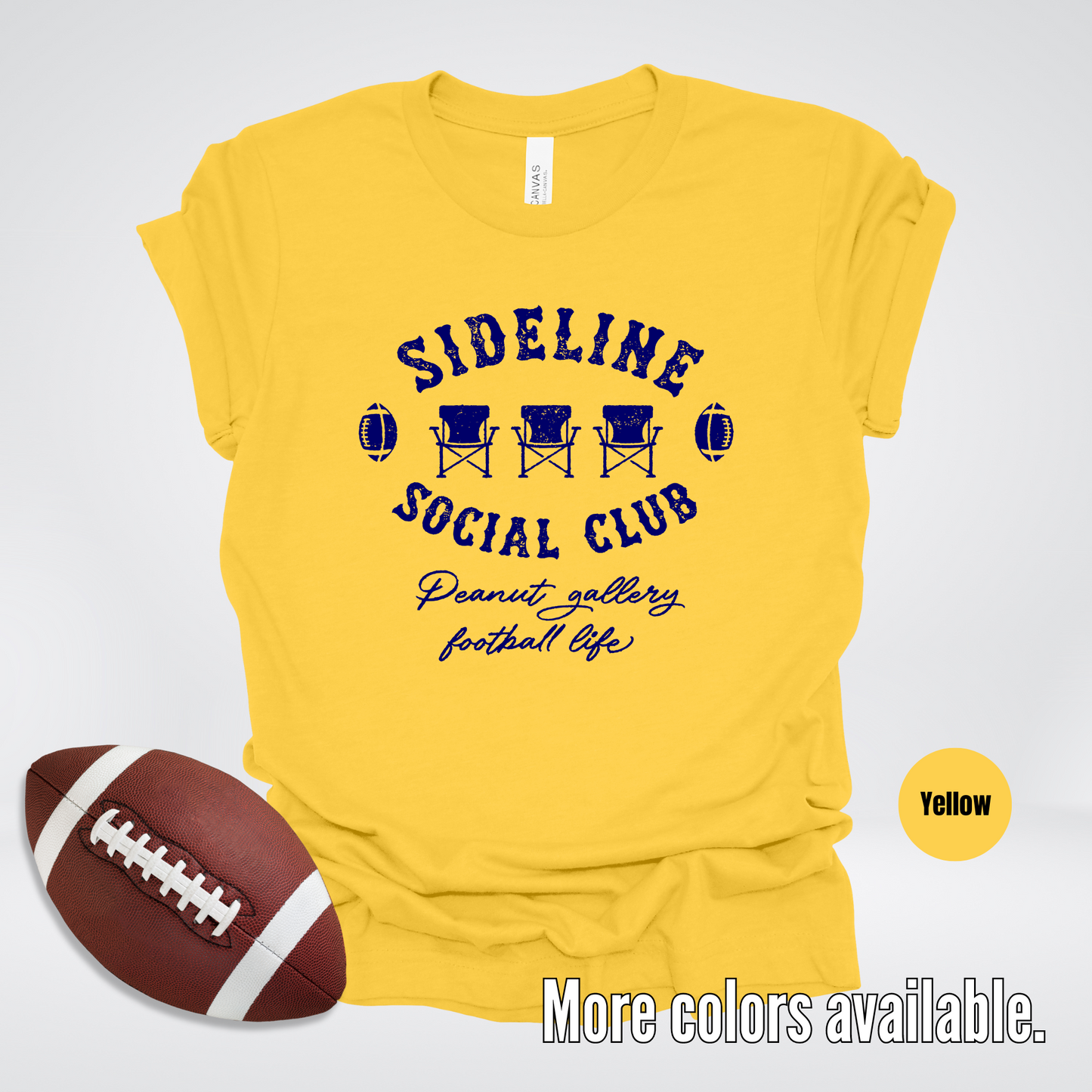 Sideline Social Club Peanut Gallery Football Life Navy Design T-Shirt