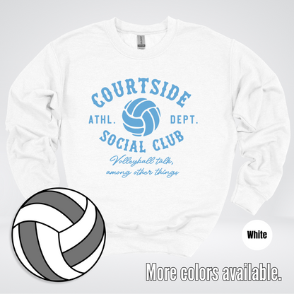 Courtside Social Club – Light Blue – Volleyball Design Crewneck Sweatshirt