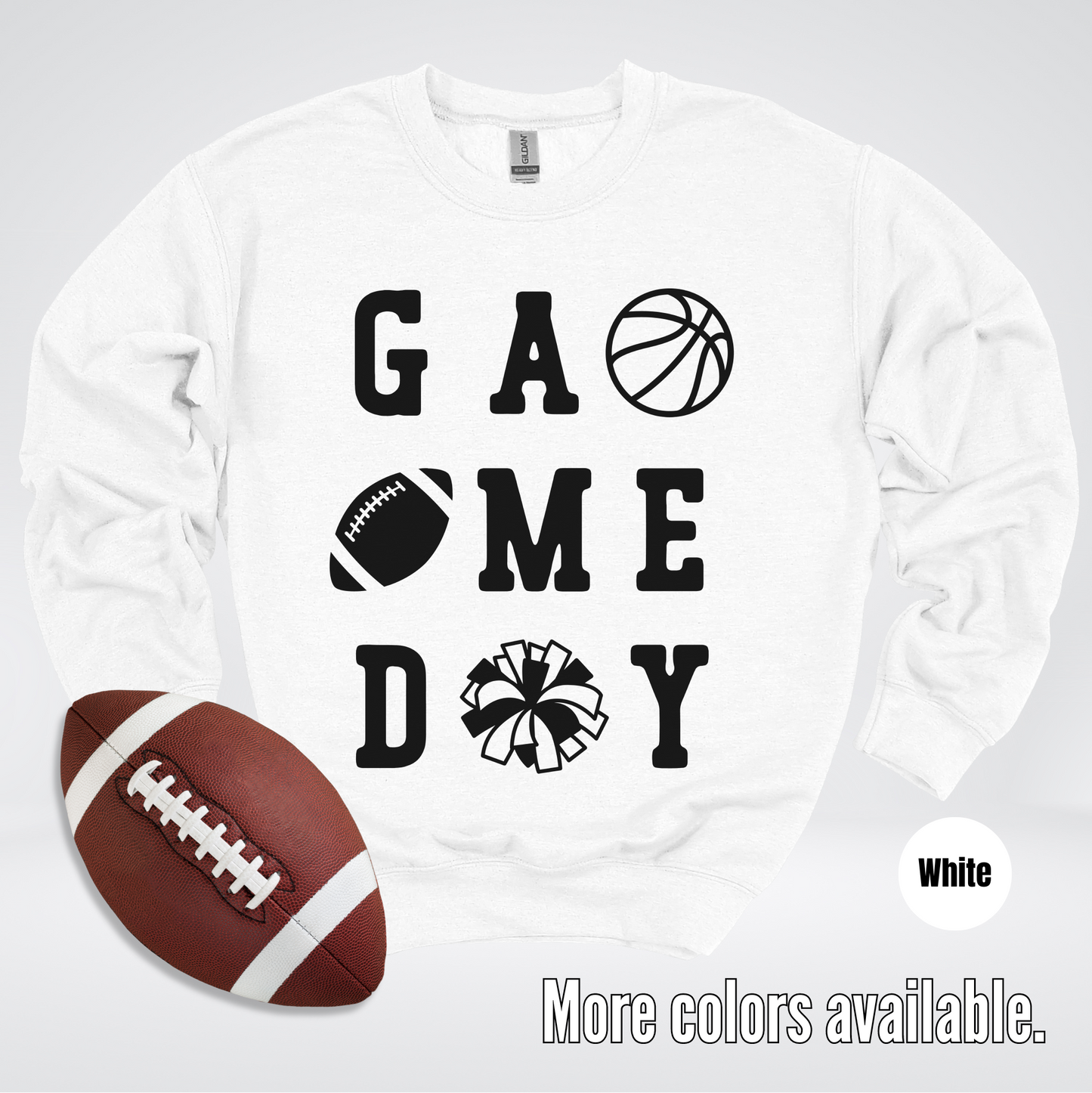 Game Day Basketball Football Cheer Black Design Crewneck Sweatshirt