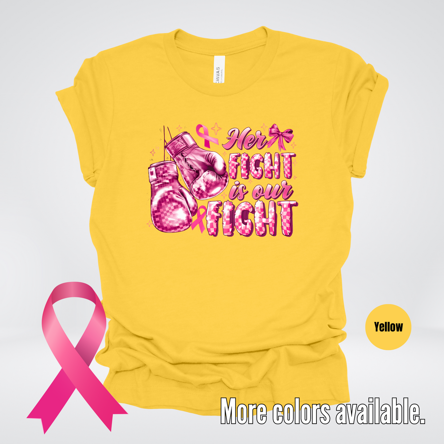 Her Fight Is Our Fight Boxing Coquette Breast Cancer Awareness T-Shirt