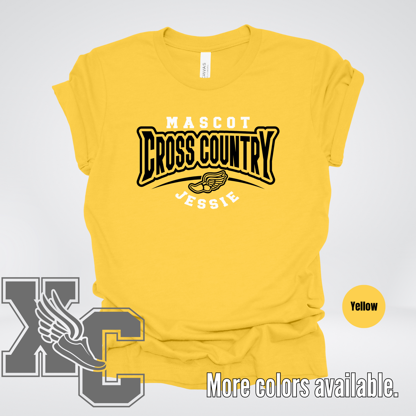 Custom Mascot & Name – Black – Cross Country Design 03 T-Shirt