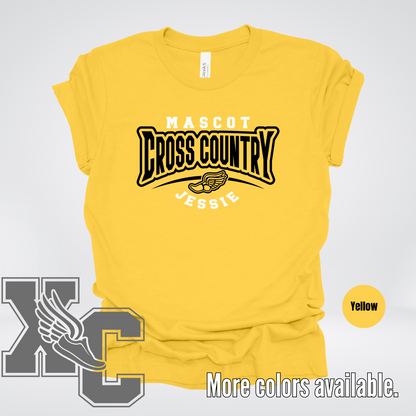 Custom Mascot & Name – Black – Cross Country Design 03 T-Shirt