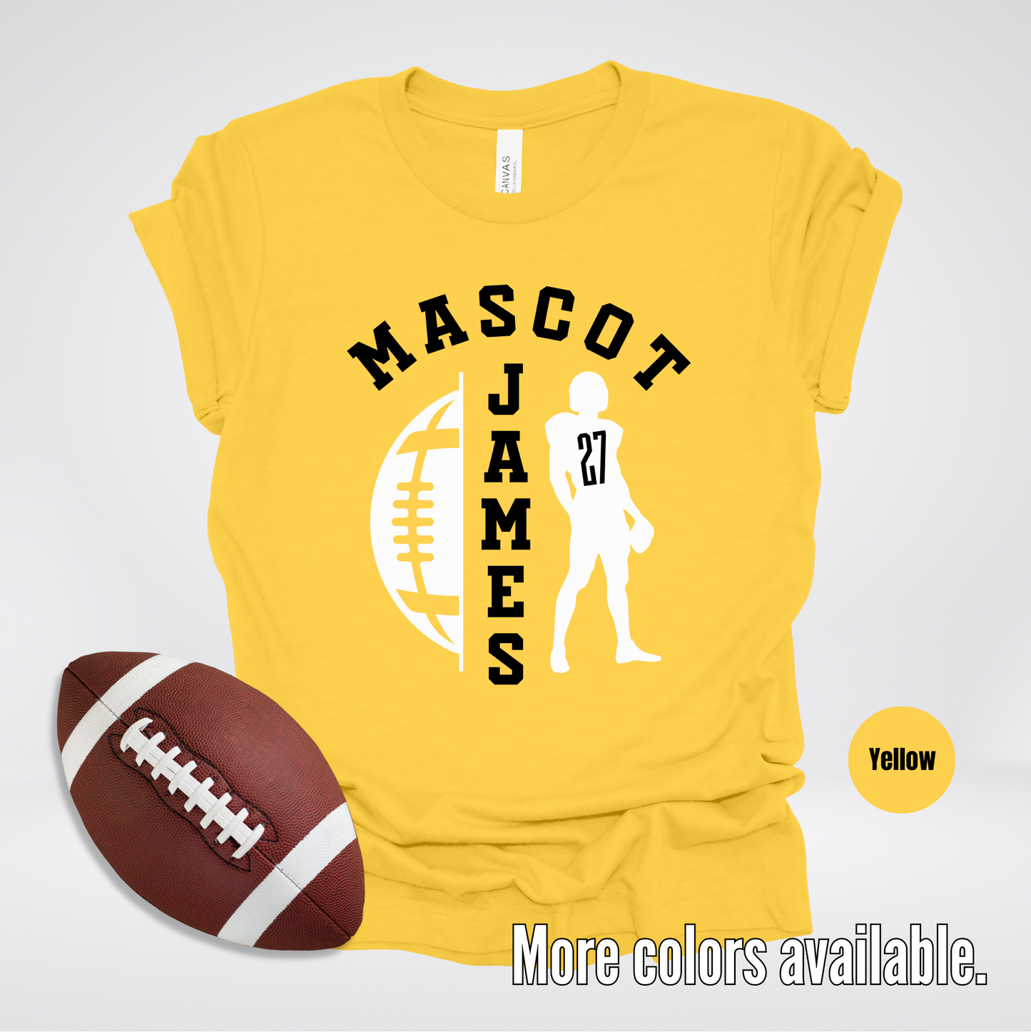 Custom Mascot, Number, & Name - Black - Football Design 29 T-Shirt