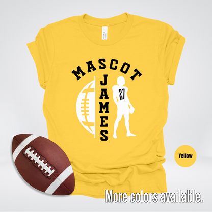 Custom Mascot, Number, & Name - Black - Football Design 29 T-Shirt