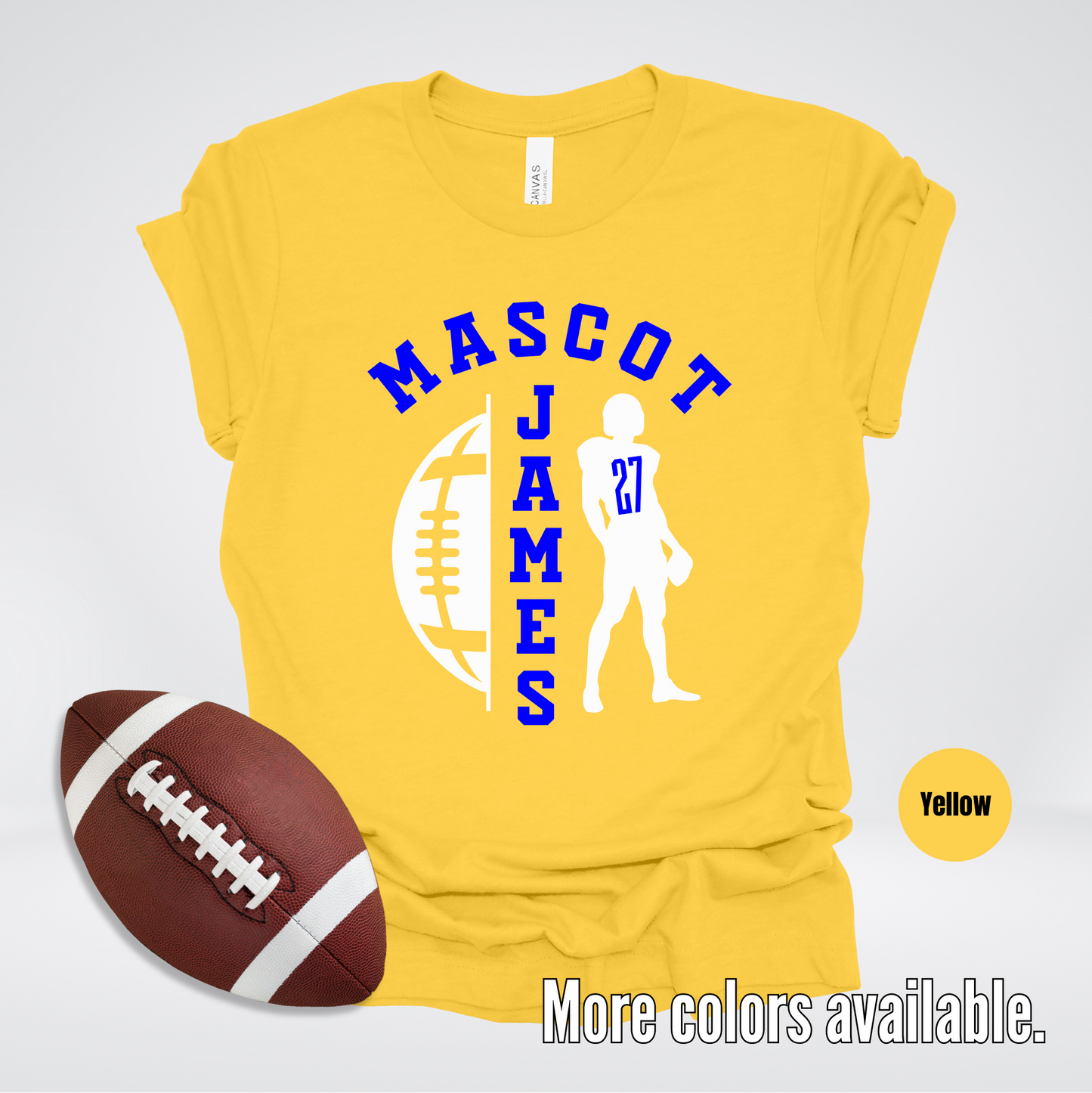 Custom Mascot, Number, & Name - Blue - Football Design 30 T-Shirt