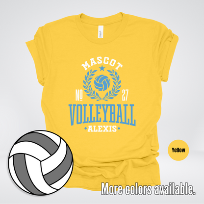 Custom Mascot, Number, & Name – Light Blue - Volleyball Design 46 T-Shirt