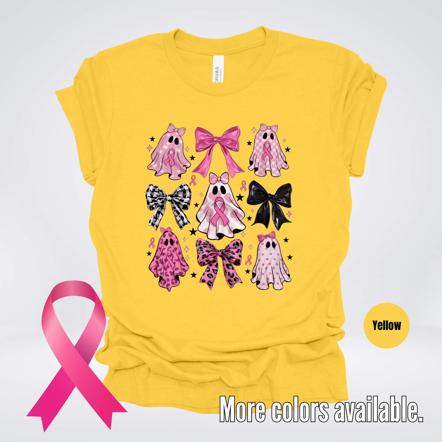 Ghost & Bows Coquette Breast Cancer Awareness T-Shirt