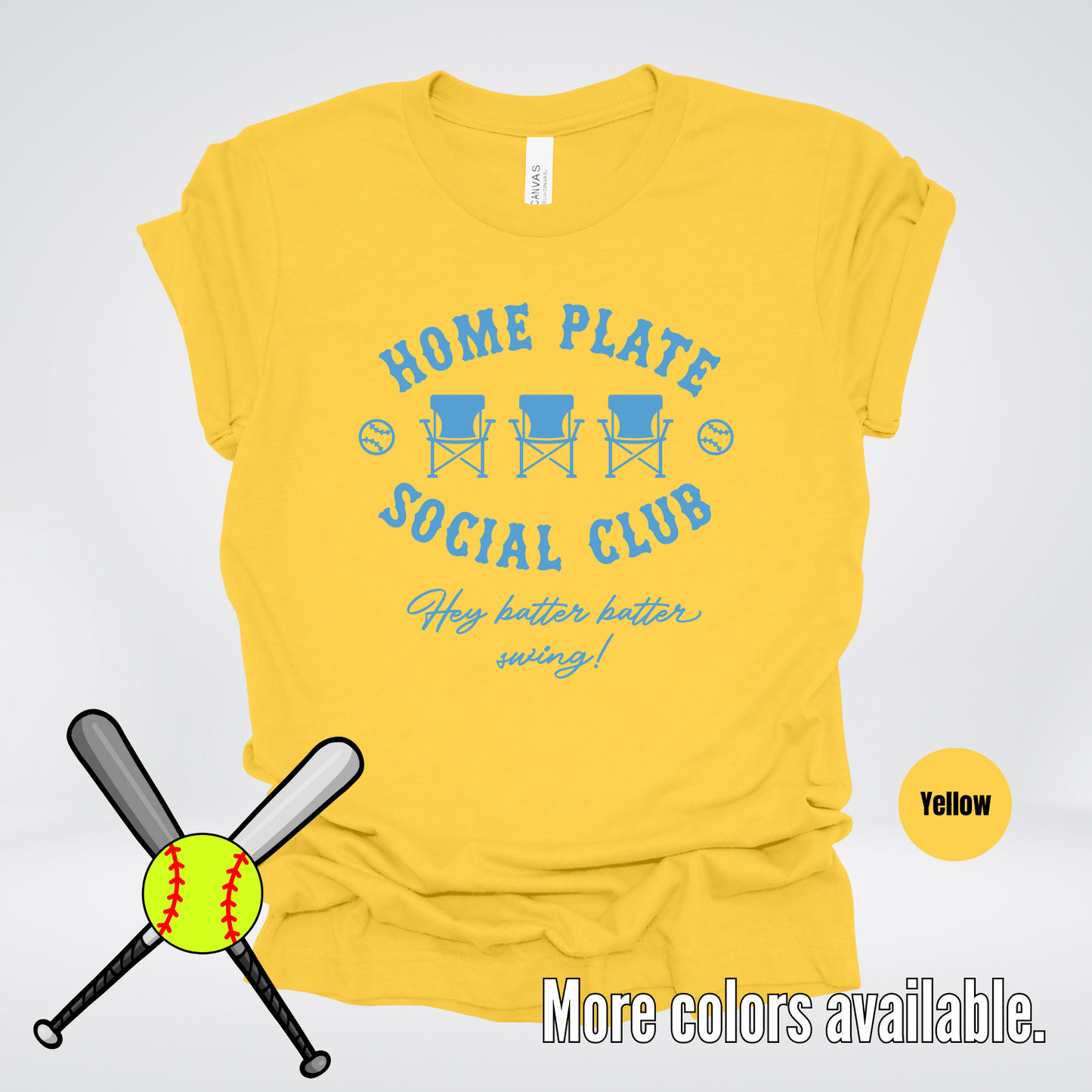 Home Plate Social Club – Light Blue Design - Softball Baseball T-Shirt