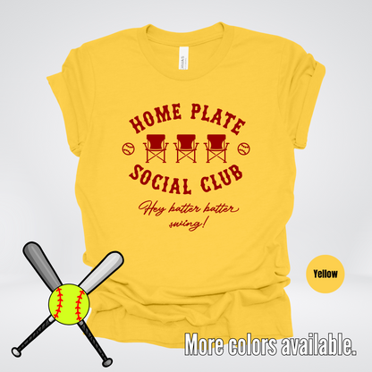 Home Plate Social Club – Maroon Design - Softball Baseball T-Shirt