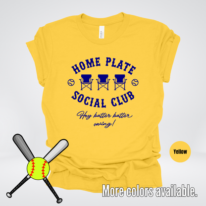 Home Plate Social Club – Navy Design - Softball Baseball T-Shirt