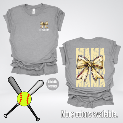 Custom Name Baseball Softball Mama Coquette T-Shirt