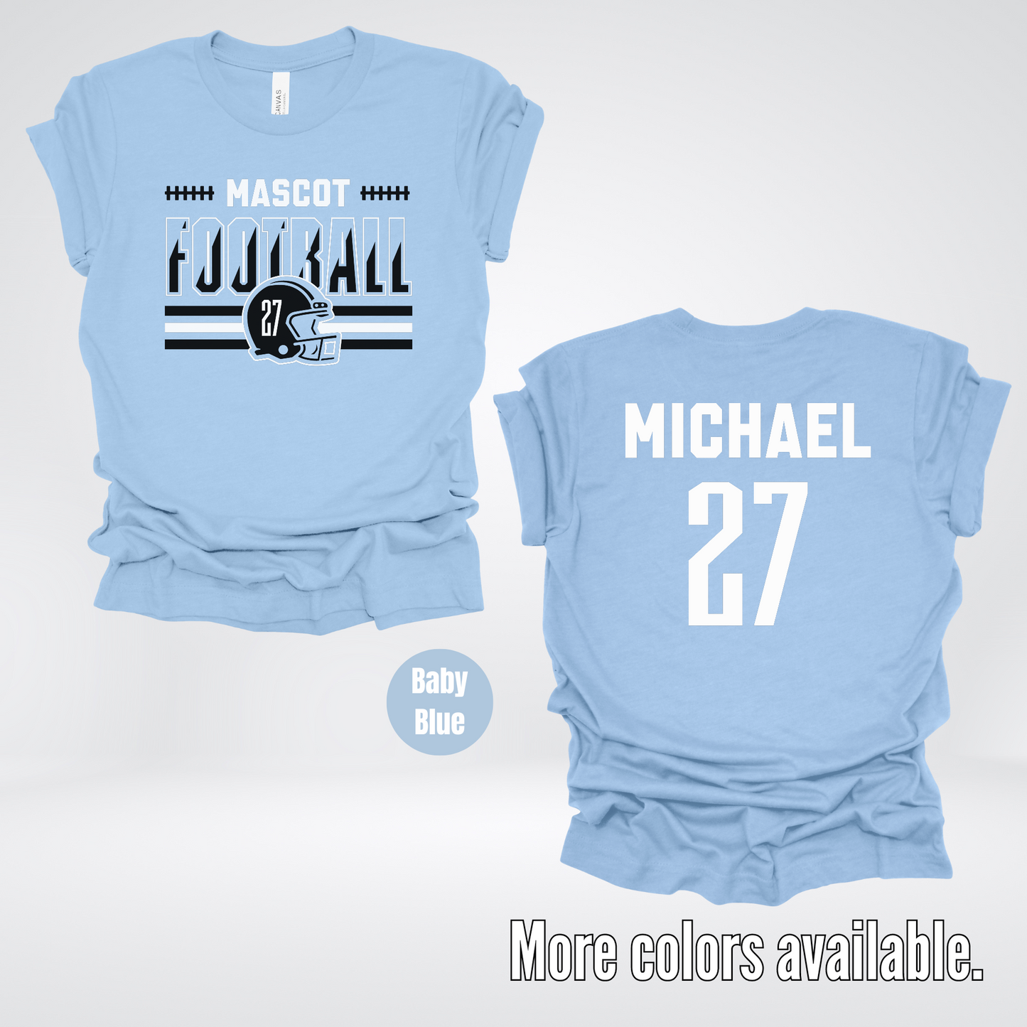 Custom Mascot, Number, & Name – Black - Football Design 14 T-Shirt