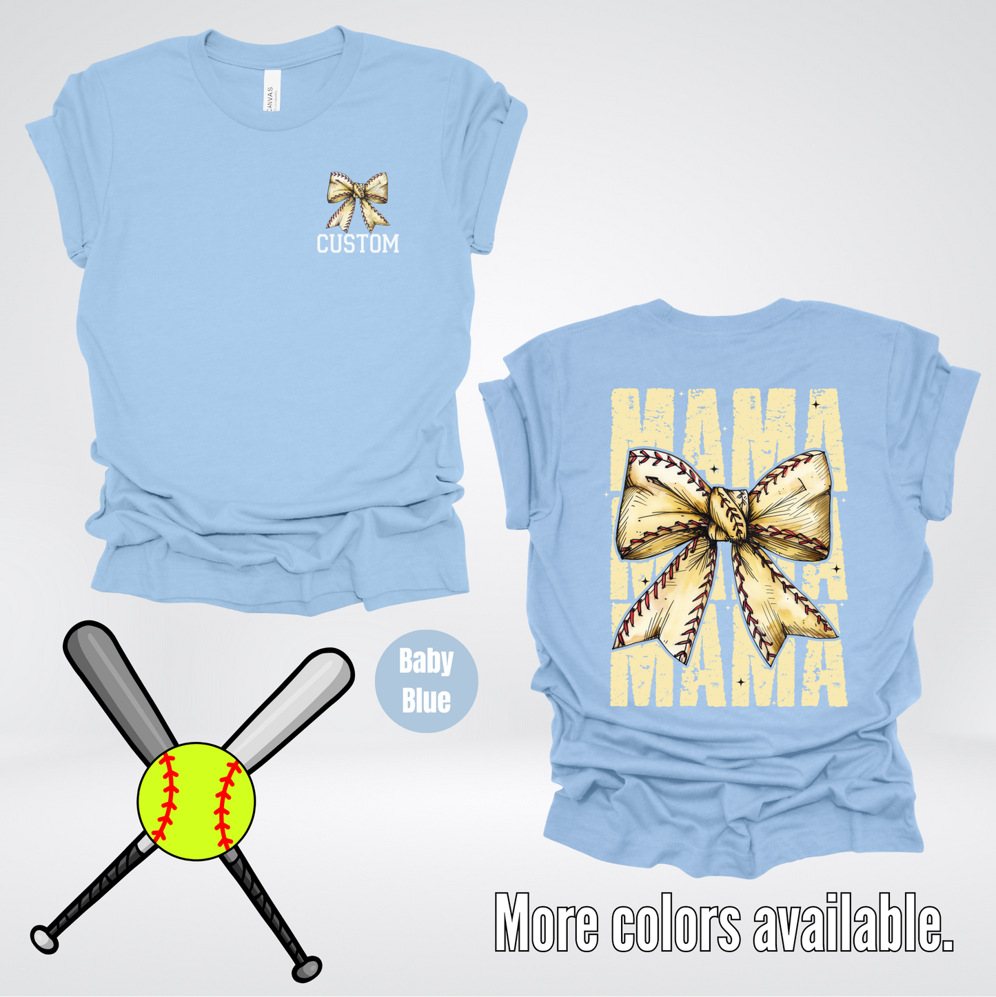 Custom Name Baseball Softball Mama Coquette T-Shirt