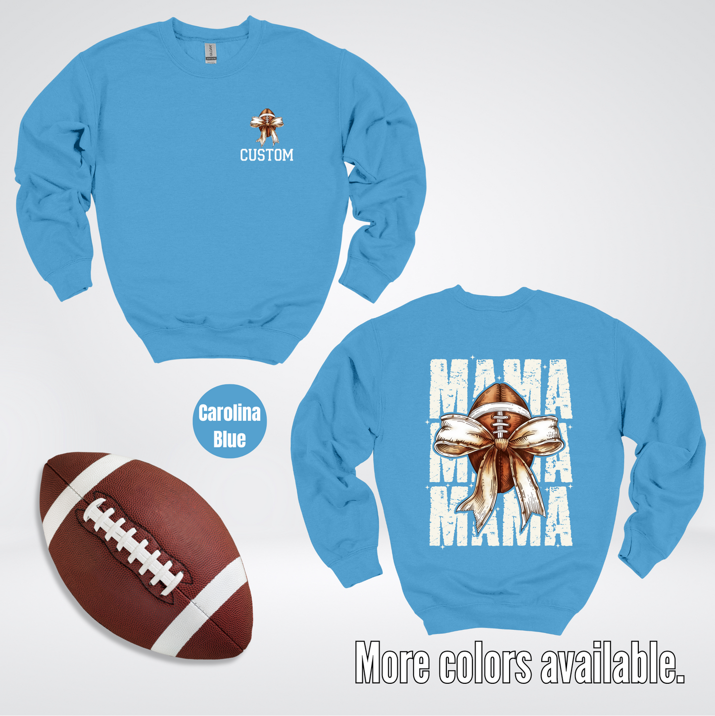 CUSTOM NAME Coquette Football Mama Crewneck Sweatshirt