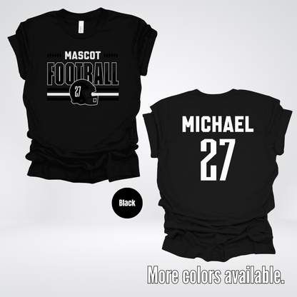 Custom Mascot, Number, & Name – Black - Football Design 14 T-Shirt