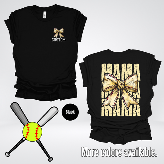 Custom Name Baseball Softball Mama Coquette T-Shirt