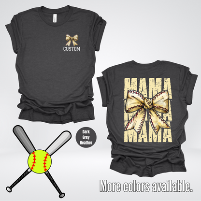 Custom Name Baseball Softball Mama Coquette T-Shirt