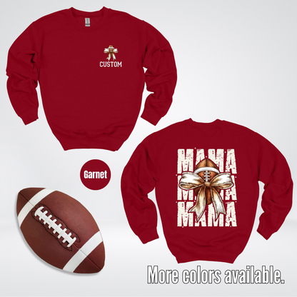 CUSTOM NAME Coquette Football Mama Crewneck Sweatshirt