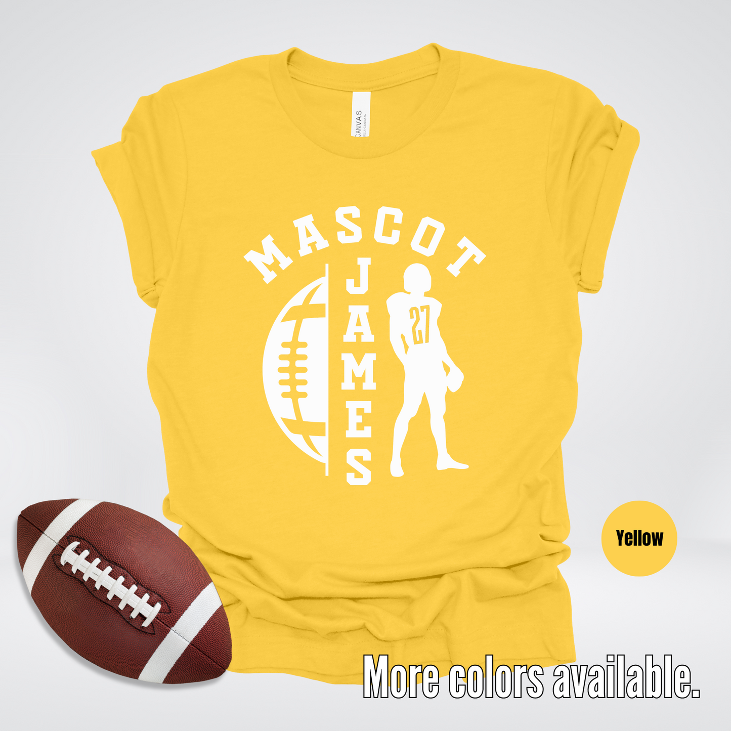 Custom Mascot, Number, & Name - White - Football Design 26 T-Shirt