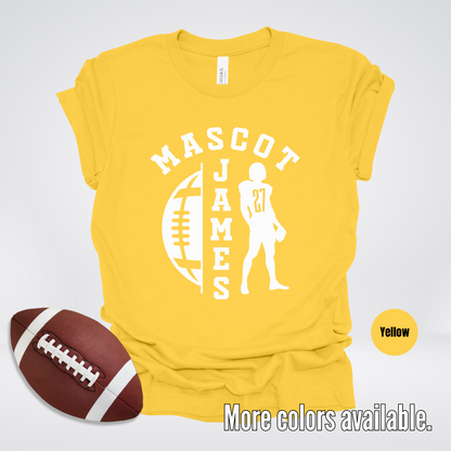 Custom Mascot, Number, & Name - White - Football Design 26 T-Shirt