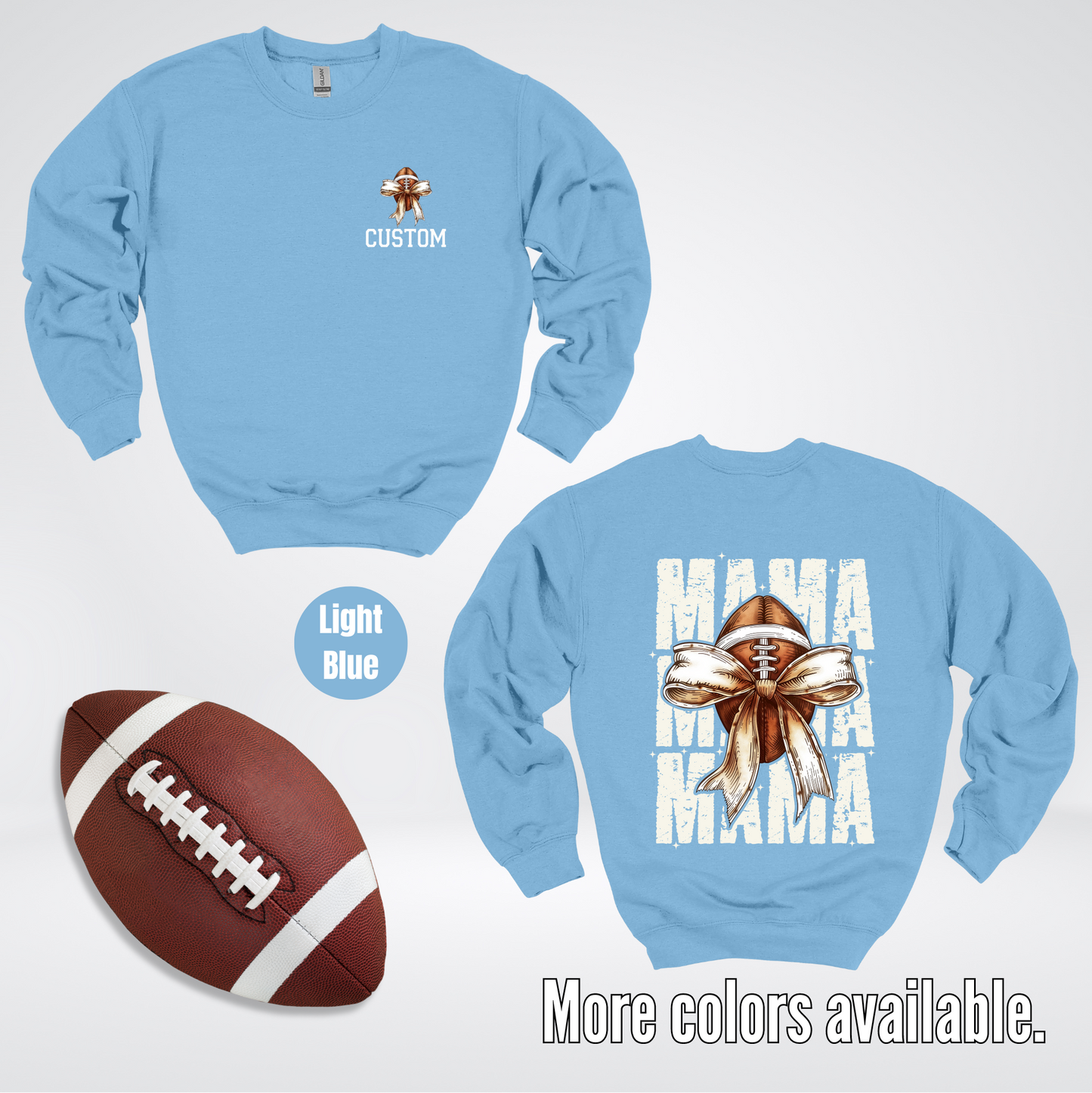 CUSTOM NAME Coquette Football Mama Crewneck Sweatshirt