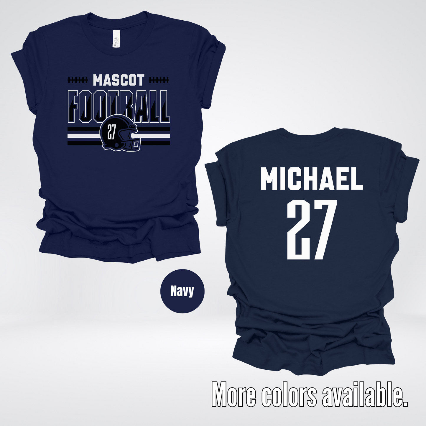 Custom Mascot, Number, & Name – Black - Football Design 14 T-Shirt