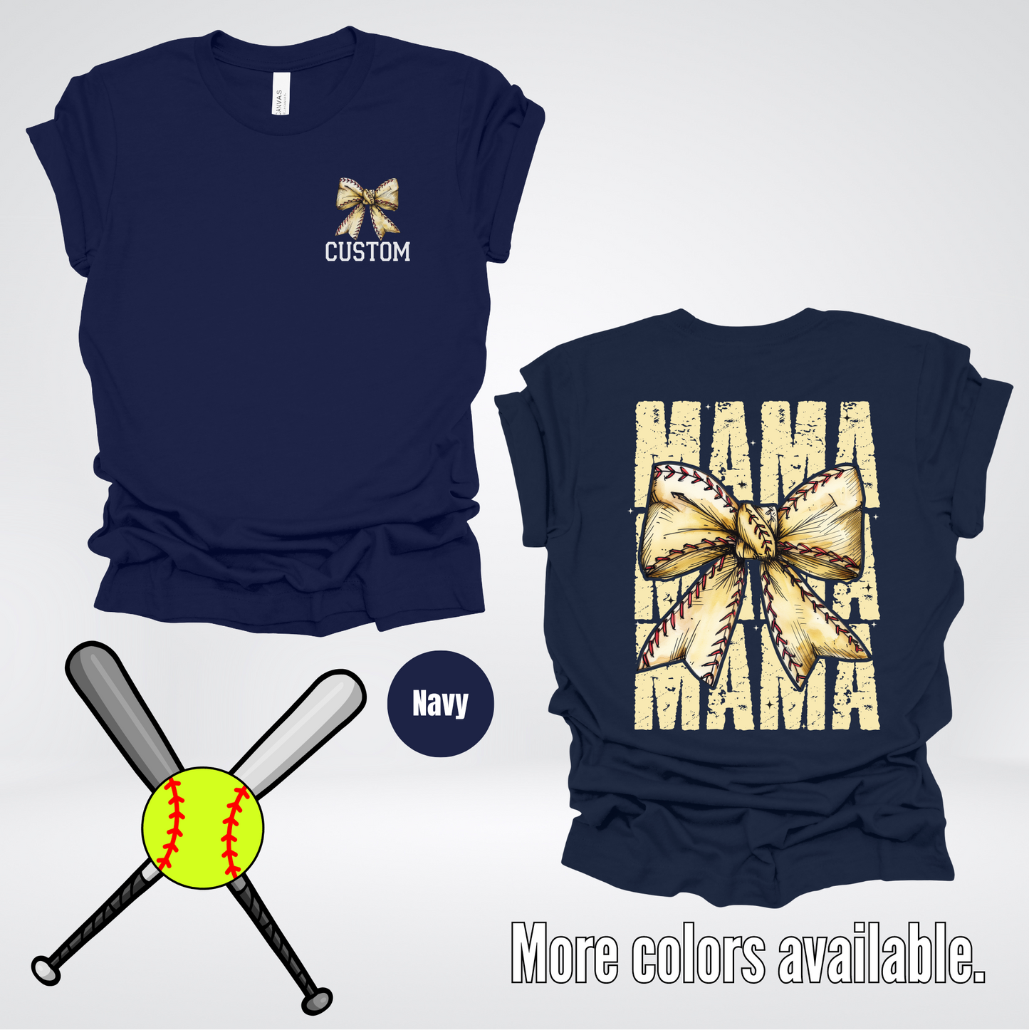 Custom Name Baseball Softball Mama Coquette T-Shirt