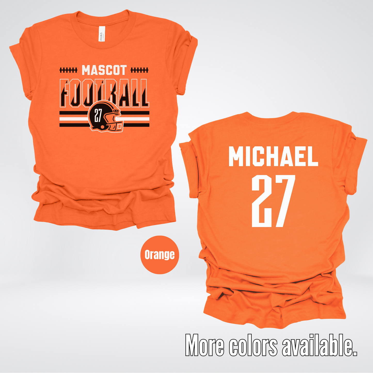 Custom Mascot, Number, & Name – Black - Football Design 14 T-Shirt