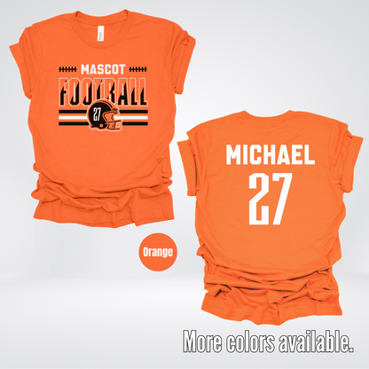 Custom Mascot, Number, & Name – Black - Football Design 14 T-Shirt