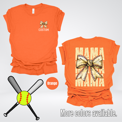 Custom Name Baseball Softball Mama Coquette T-Shirt