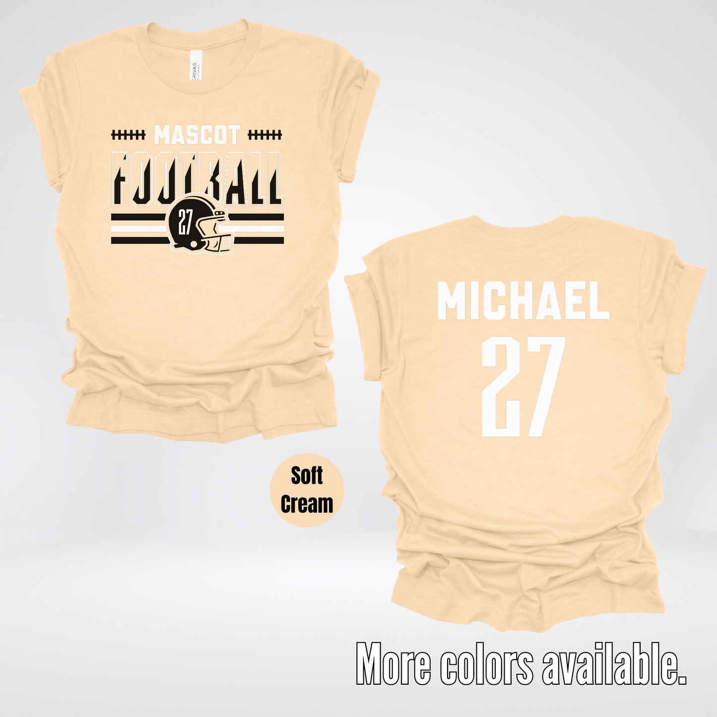 Custom Mascot, Number, & Name – Black - Football Design 14 T-Shirt