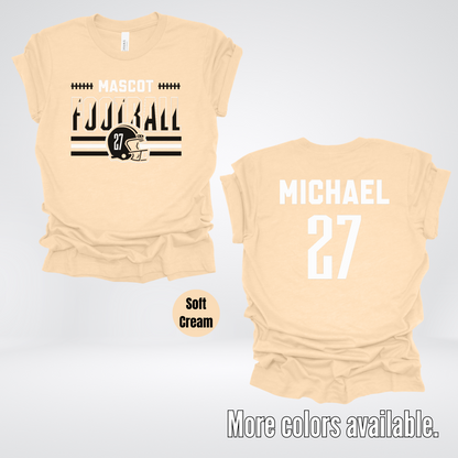 Custom Mascot, Number, & Name – Black - Football Design 14 T-Shirt