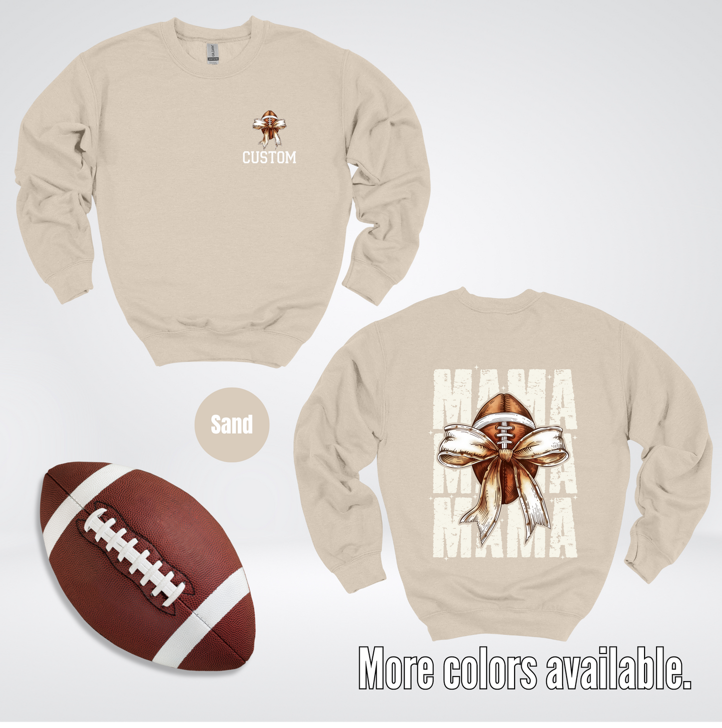 CUSTOM NAME Coquette Football Mama Crewneck Sweatshirt