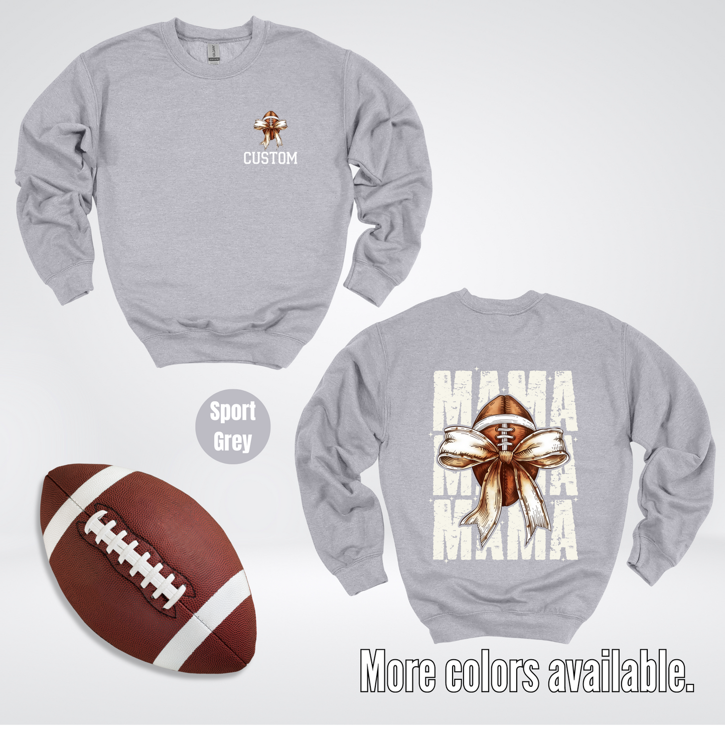 CUSTOM NAME Coquette Football Mama Crewneck Sweatshirt