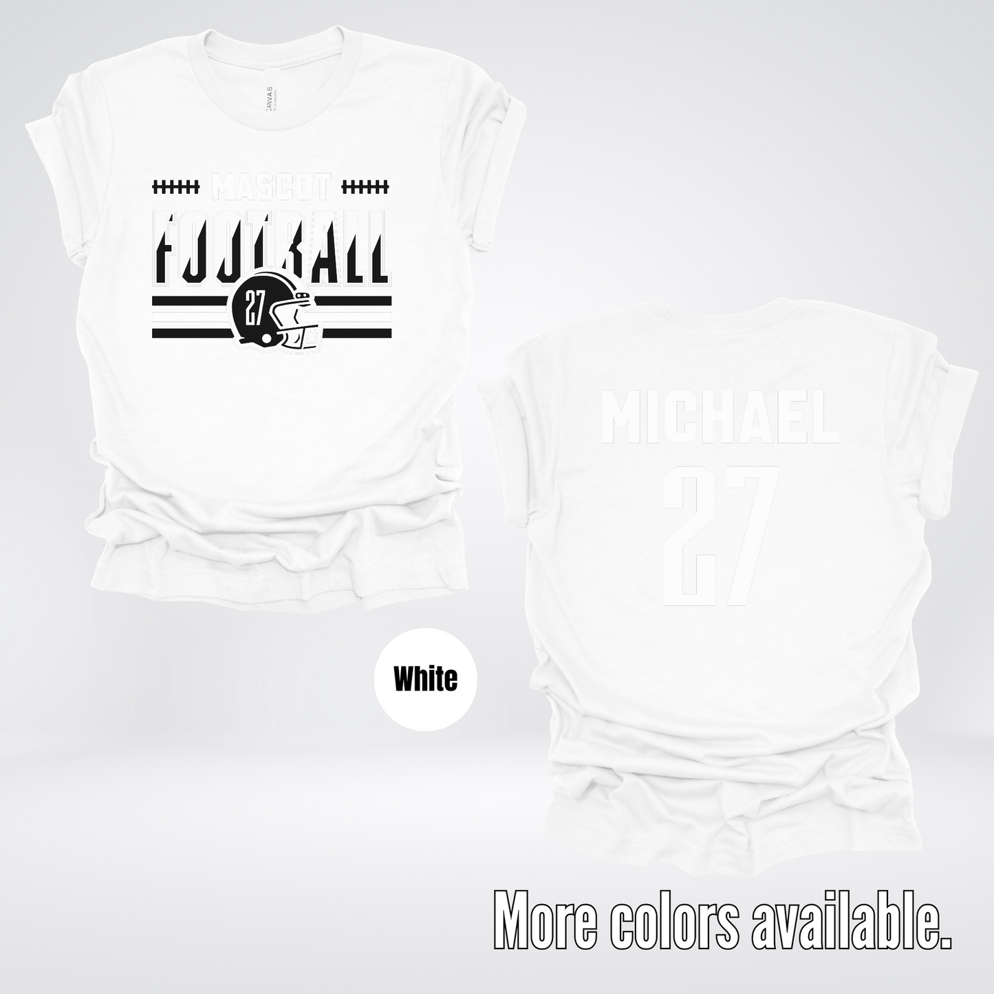 Custom Mascot, Number, & Name – Black - Football Design 14 T-Shirt