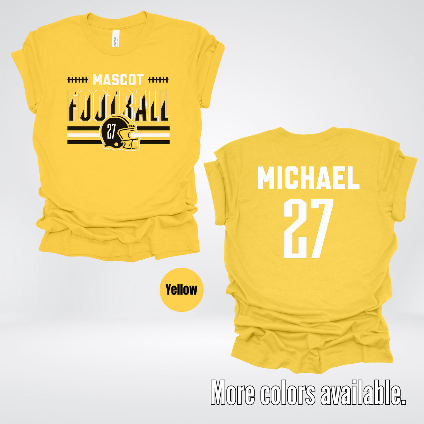 Custom Mascot, Number, & Name – Black - Football Design 14 T-Shirt