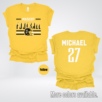 Custom Mascot, Number, & Name – Black - Football Design 14 T-Shirt