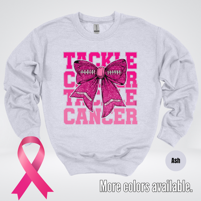 Tackle Cancer Coquette Football Breast Cancer Awareness 2 Crewneck Sweatshirt