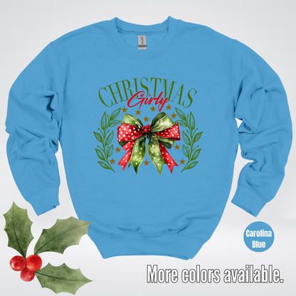 Christmas Girly Green And Red Coquette Crewneck Sweatshirt