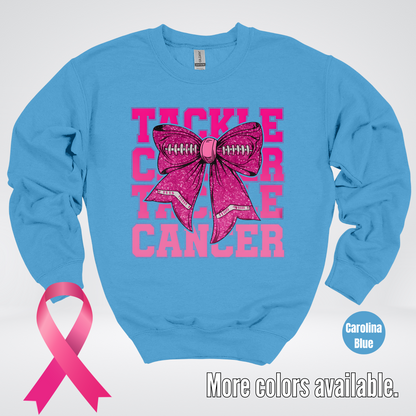 Tackle Cancer Coquette Football Breast Cancer Awareness 2 Crewneck Sweatshirt