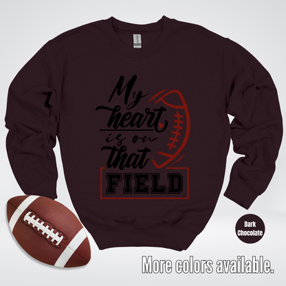 My Heart Is On That Field Black Design Crewneck Sweatshirt