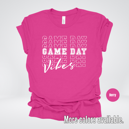 Game Day Vibes Stacked - White Design - T-Shirt
