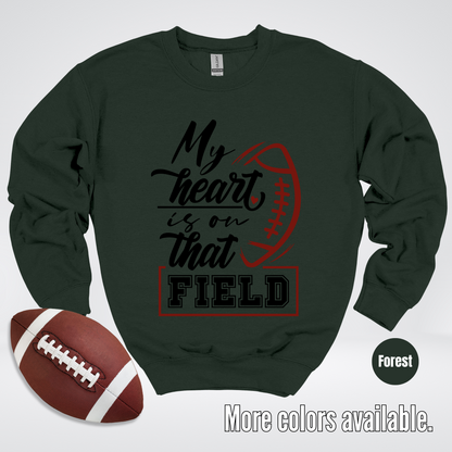 My Heart Is On That Field Black Design Crewneck Sweatshirt