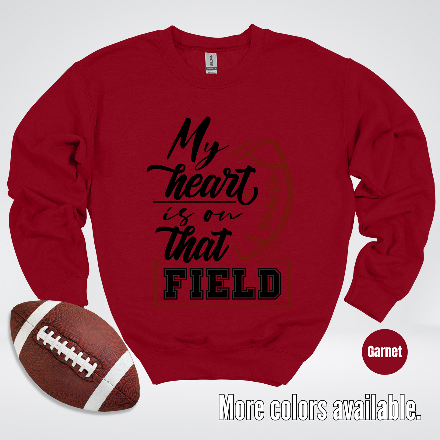 My Heart Is On That Field Black Design Crewneck Sweatshirt
