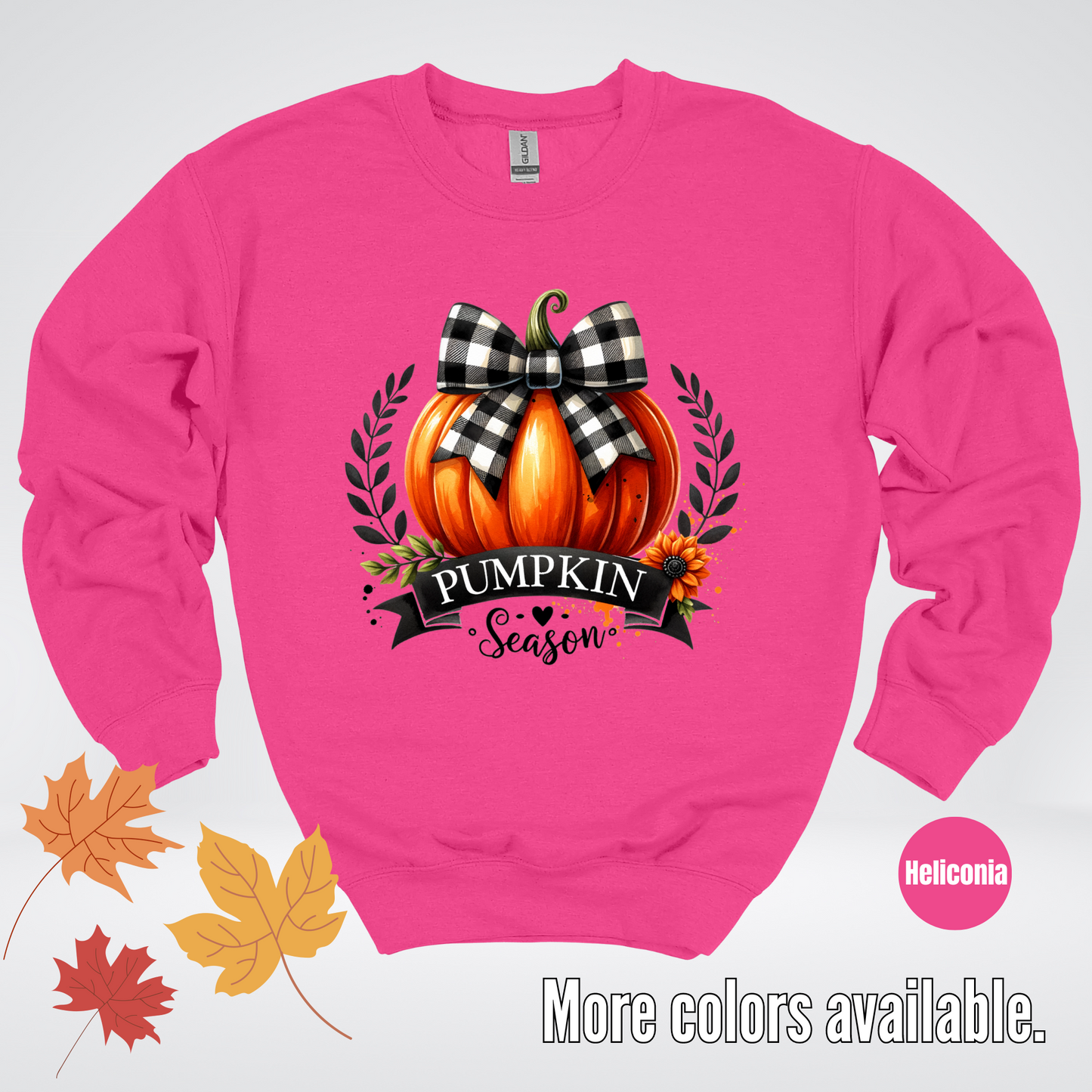 Pumpkin Season Black And While Flannel Coquette Bow Crewneck Sweatshirt