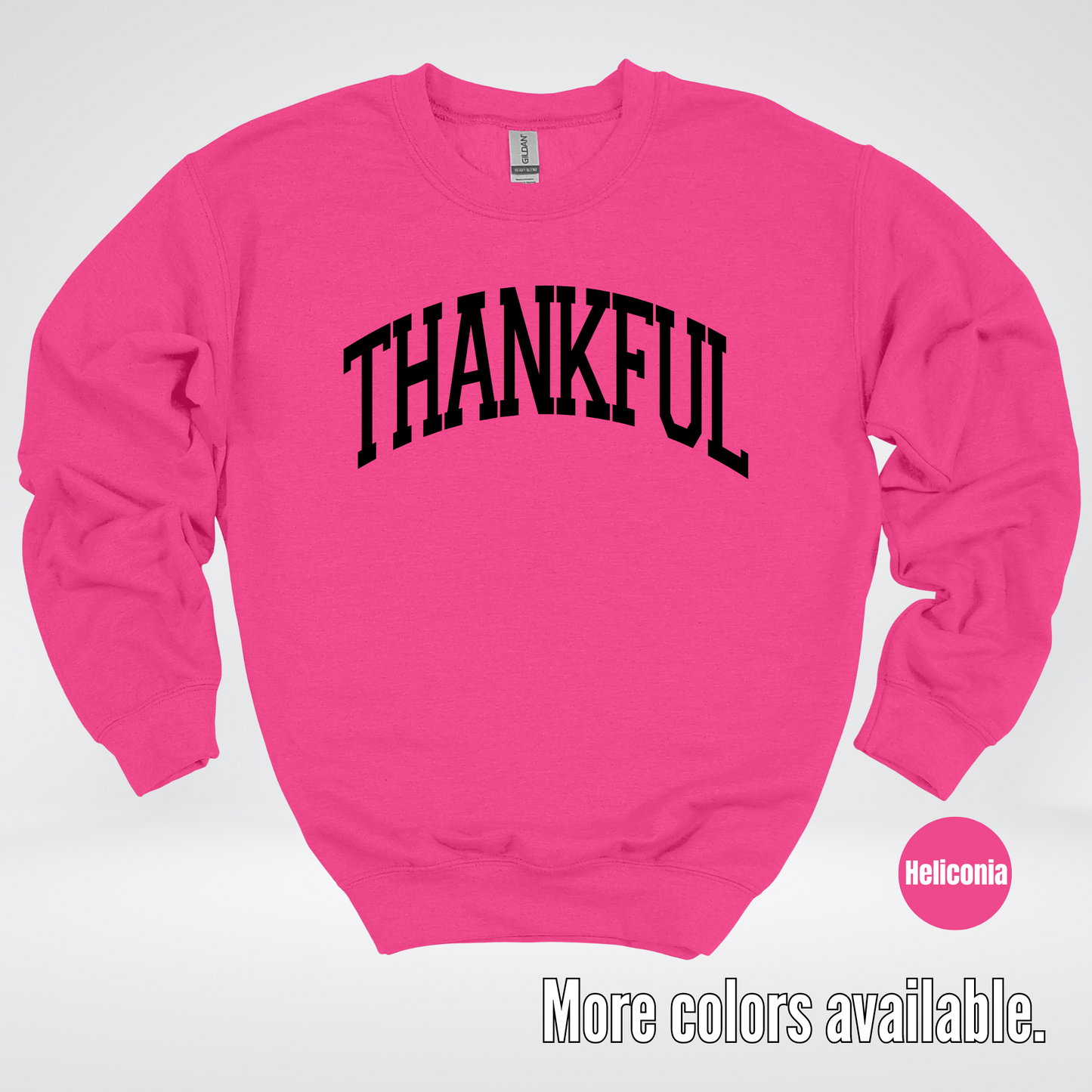 Thankful Varsity Crewneck Sweatshirt - Black Design